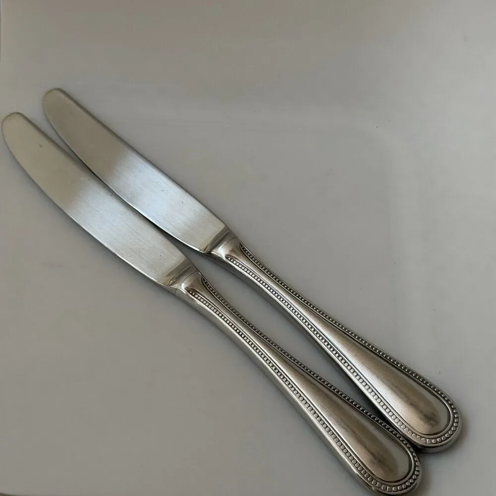 8pc Towle Beaded Antique Stainless Flatware 18/10 China Knives Spoons Forks